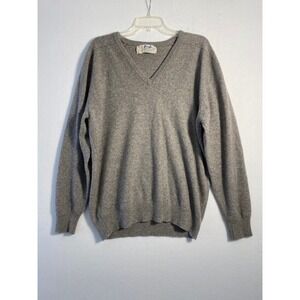 Pringle of Scotland Mens Gray V-Neck Wool Sweater Scotland Vintage Sz M